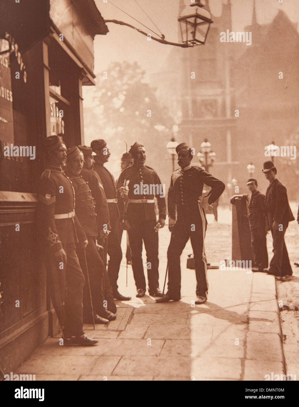 Photograph showing 'Recruiting Sergeants at Westminster' in the Street Life in London book Stock Photo