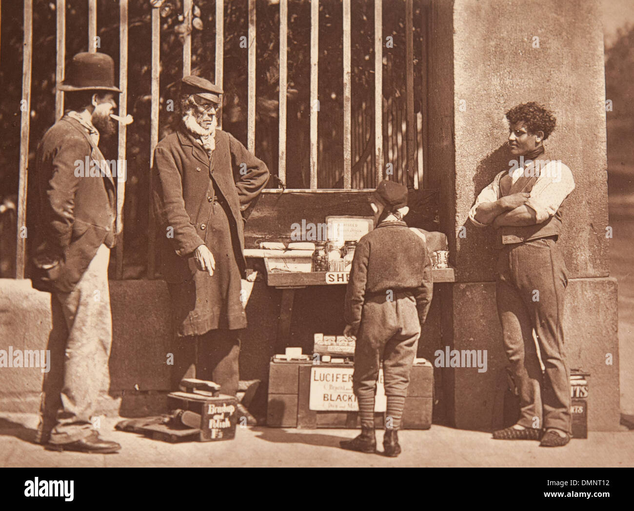 Photograph showing 'The dramatic shoe black' in the Street Life in London book Stock Photo