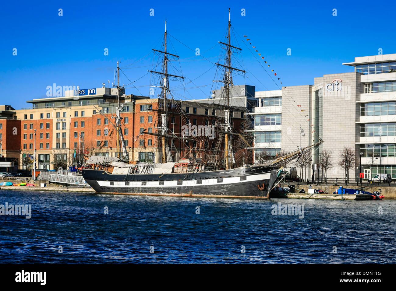 The Jeanie Johnston Famine Ship Moared On The River Liffy In Dublin 