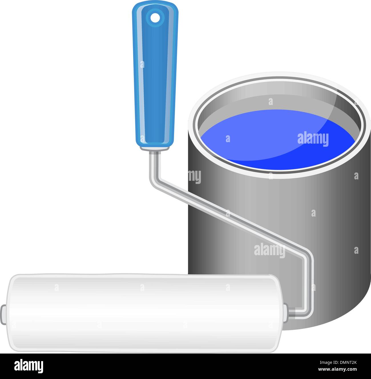 Paint roller and bucket with blue paint Stock Vector Image & Art - Alamy