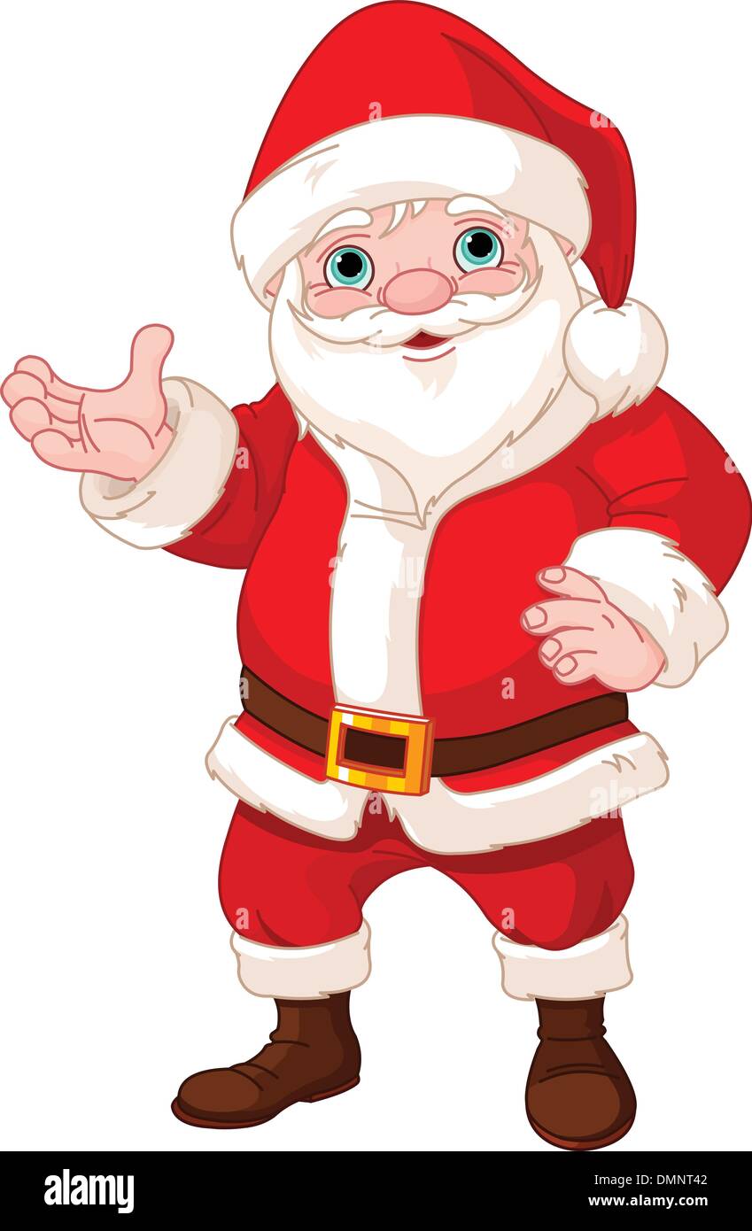Santa Claus showing to copy space Stock Vector