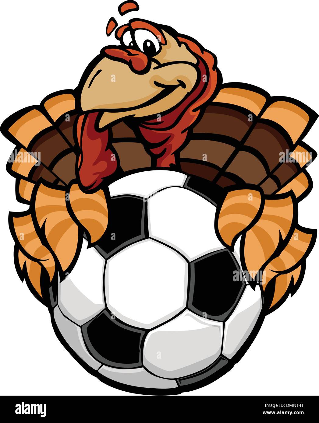 Soccer Thanksgiving Holiday Happy Turkey Cartoon Vector Illustra Stock Vector