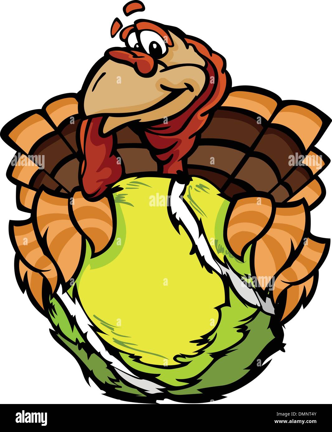 Tennis Happy Thanksgiving Holiday Turkey Cartoon Vector Illustra Stock