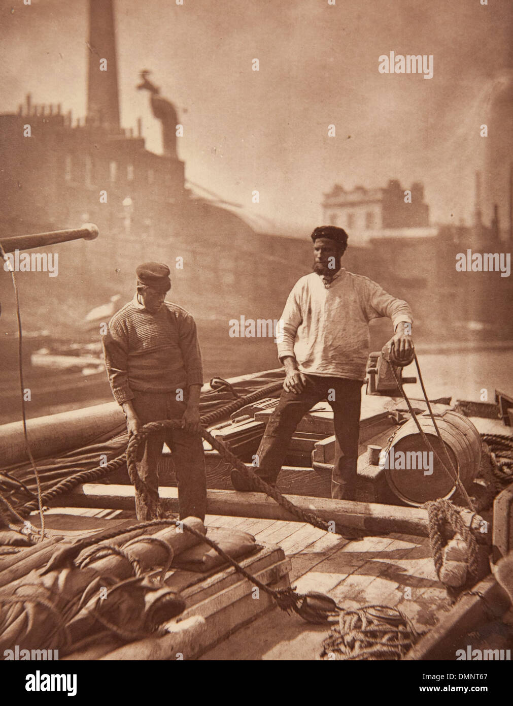 Photograph showing 'Workers on the 'silent highway'' (boatmen on the Thames)' in the Street Life in London book Stock Photo