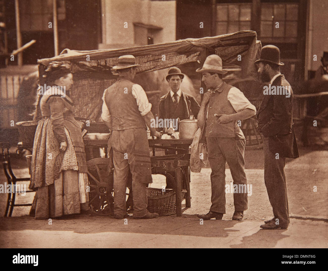 Photograph showing 'The seller of shell-fish' in the Street Life in London book Stock Photo