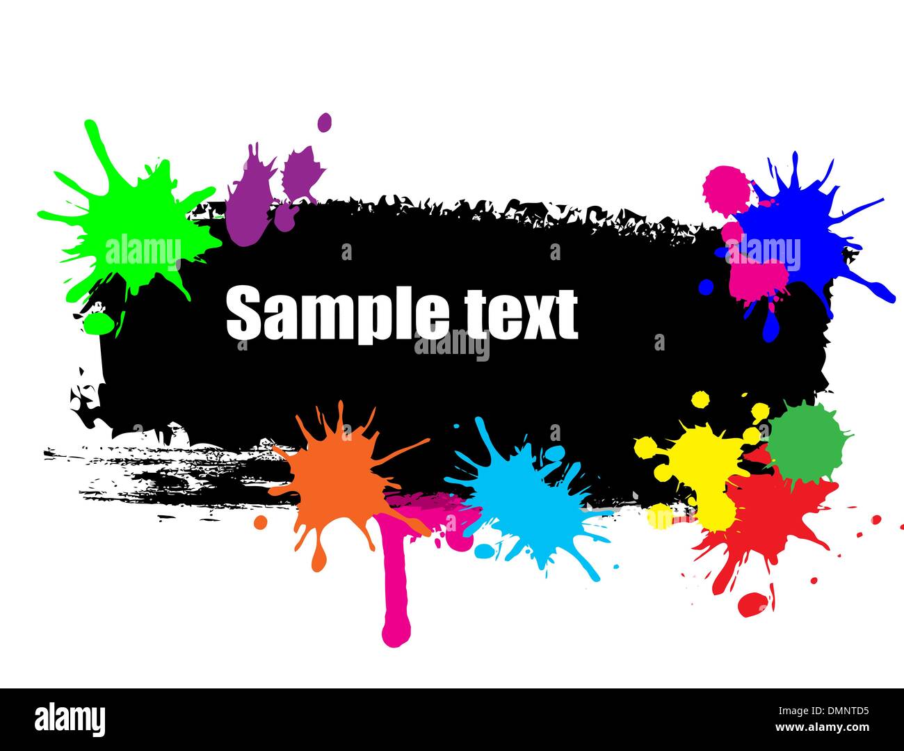 Black banner with colored blots Stock Vector