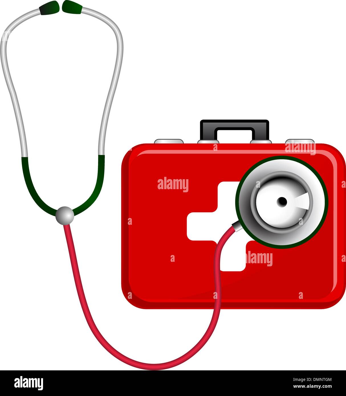 Stethoscope and First Aid Kit Stock Vector