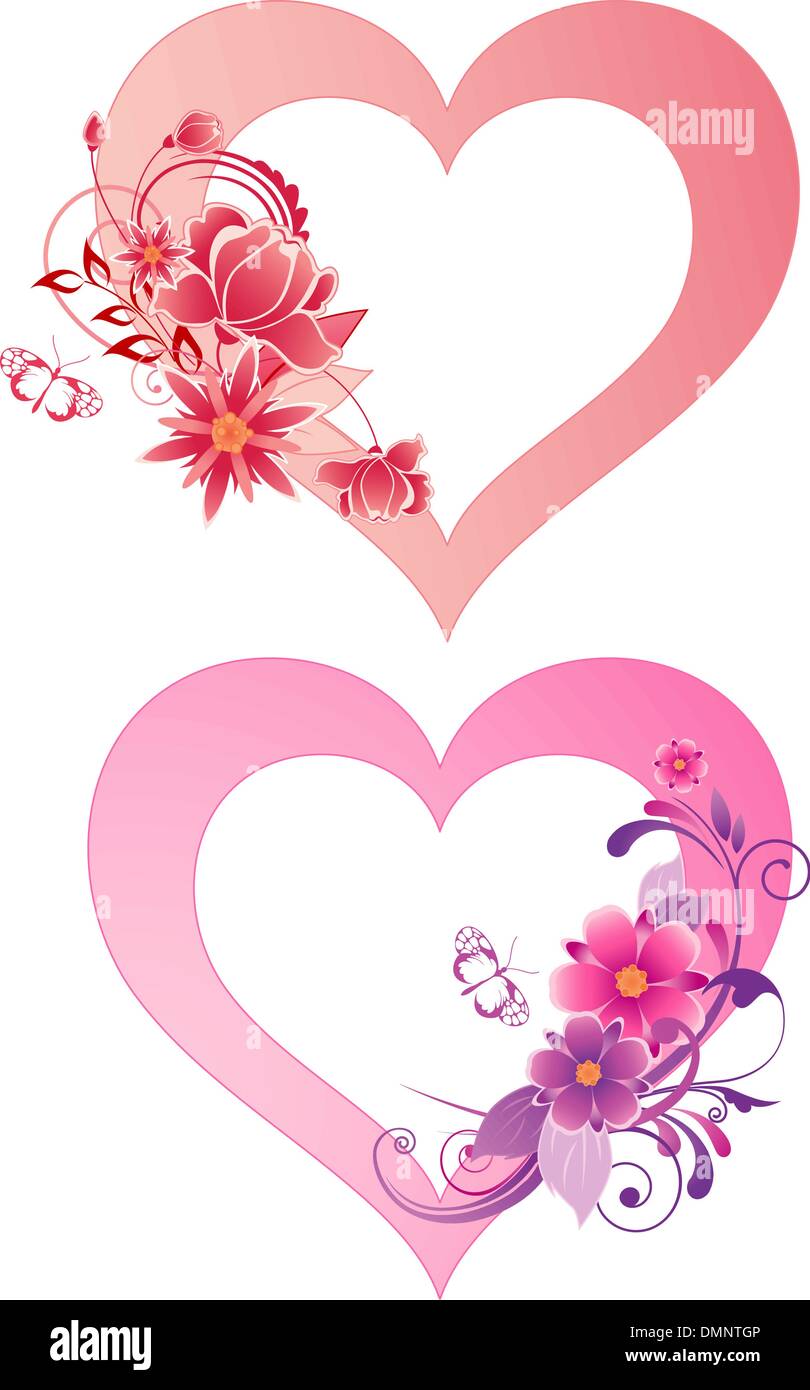hearts with flowers Stock Vector Image & Art - Alamy
