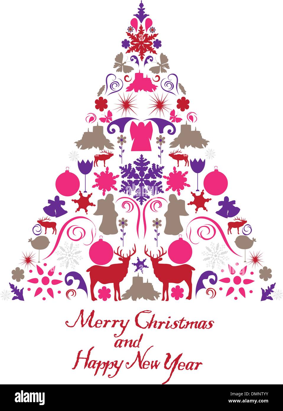 Golden artistic christmas tree Stock Vector Images - Alamy