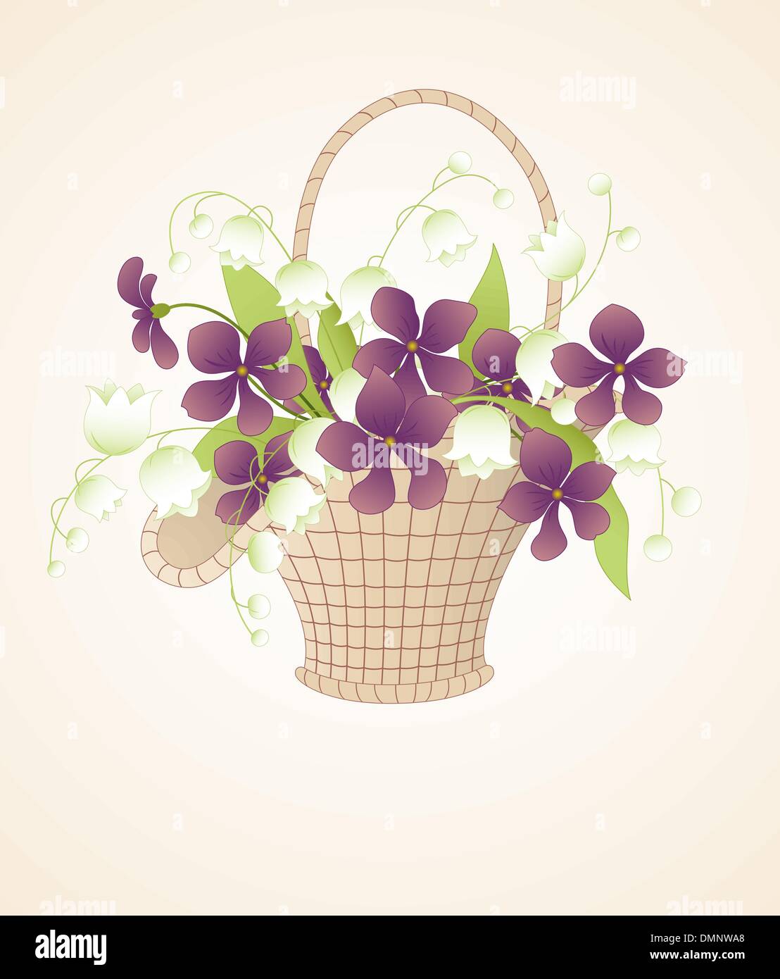 bouquet of violets and lilies of the valley Stock Vector Image & Art