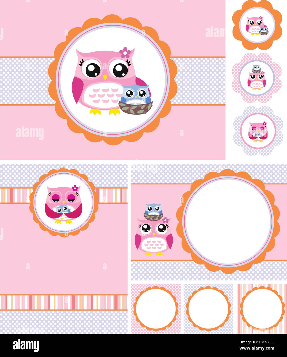 owl baby shower invitation card set Stock Vector Image & Art - Alamy