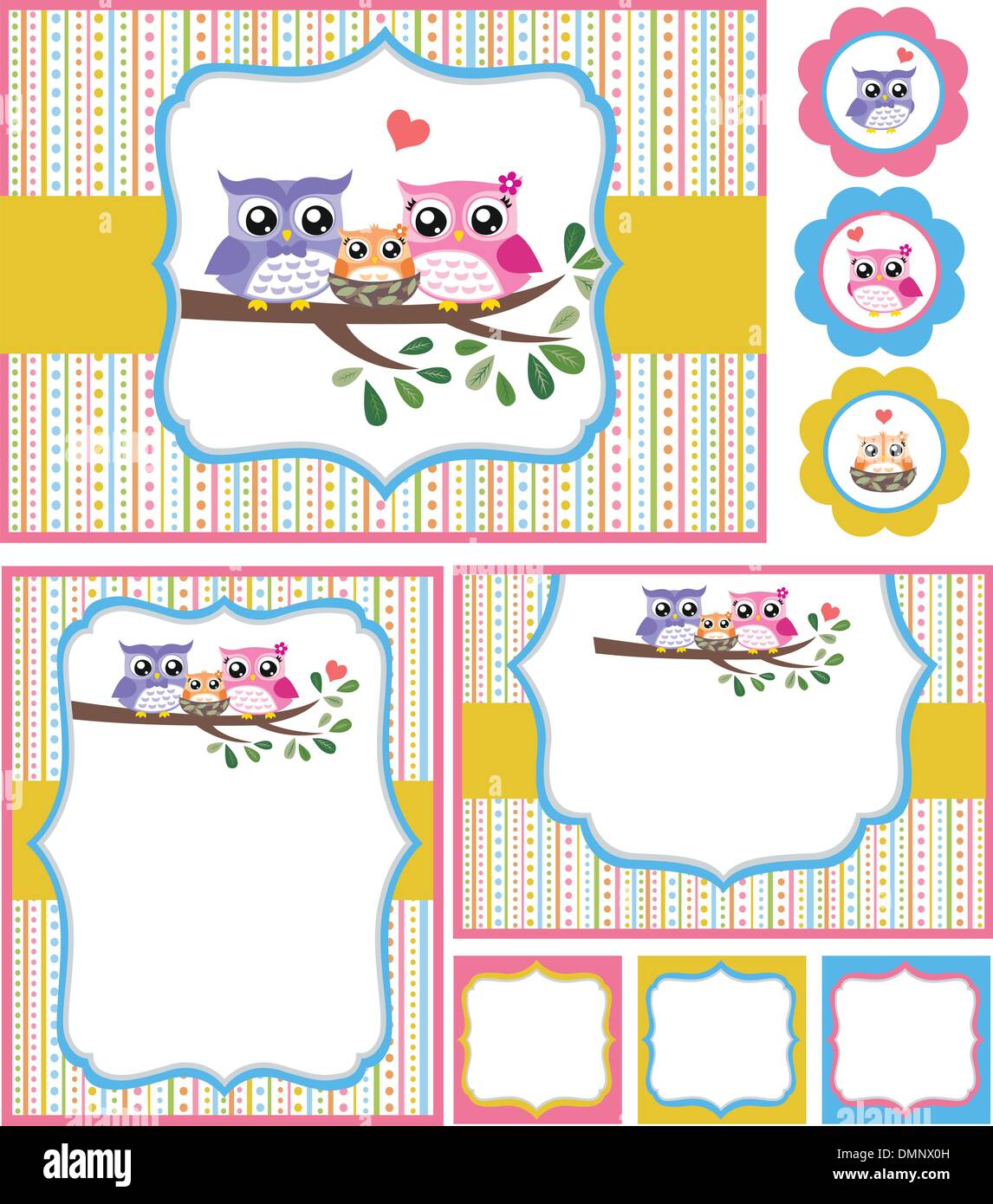 owl baby shower invitation card set Stock Vector Image & Art - Alamy