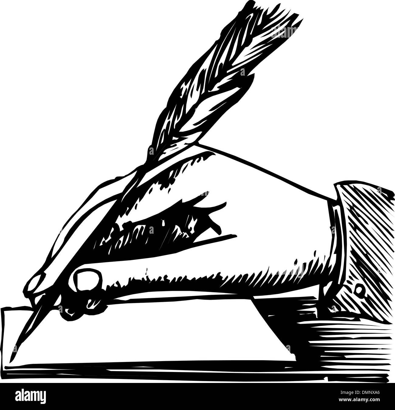 Writing Quill Feather Pen hand drawn outline doodle icon. sketch