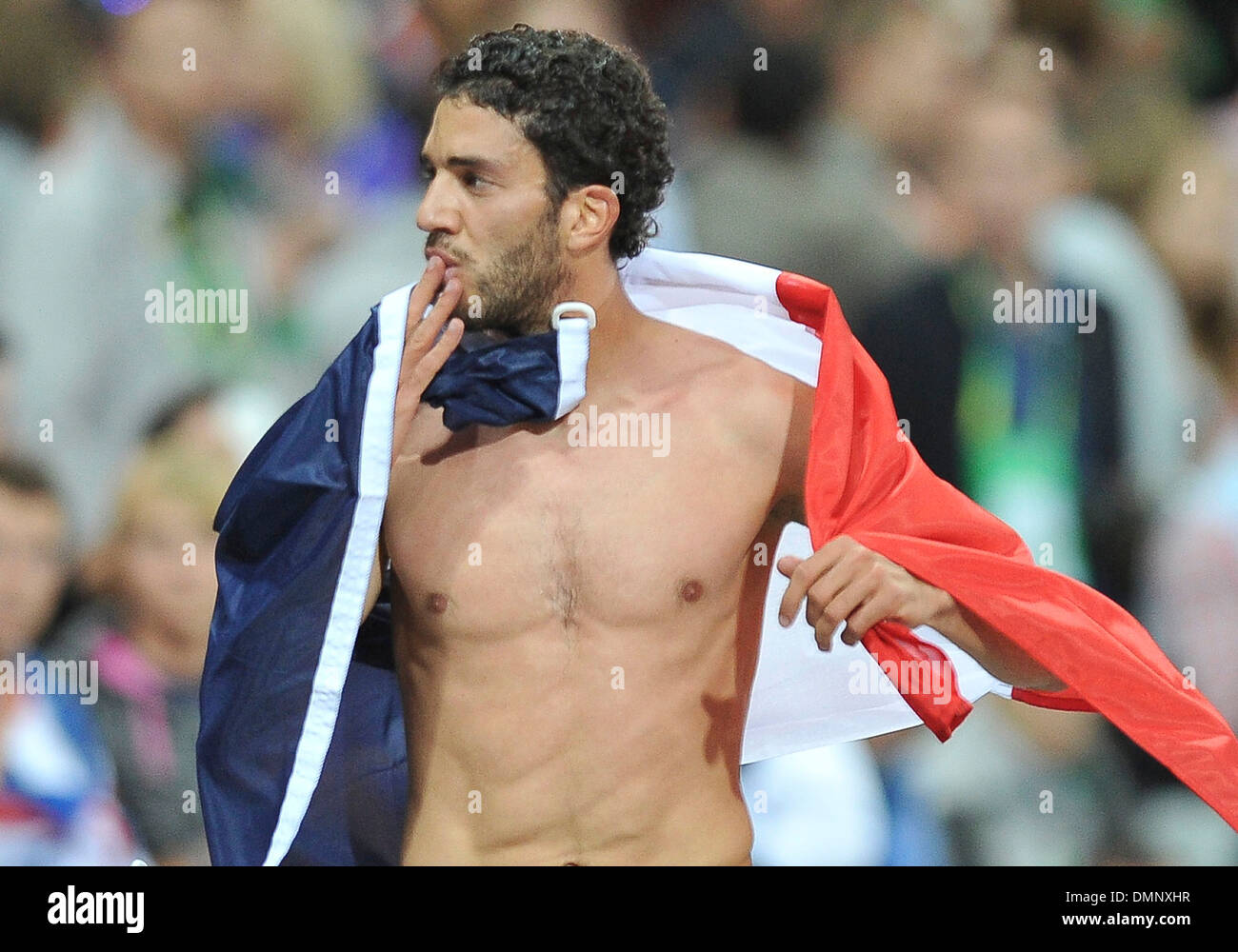 Silver medalist Mahiedine MekhissiBenabbad of France celebrates after