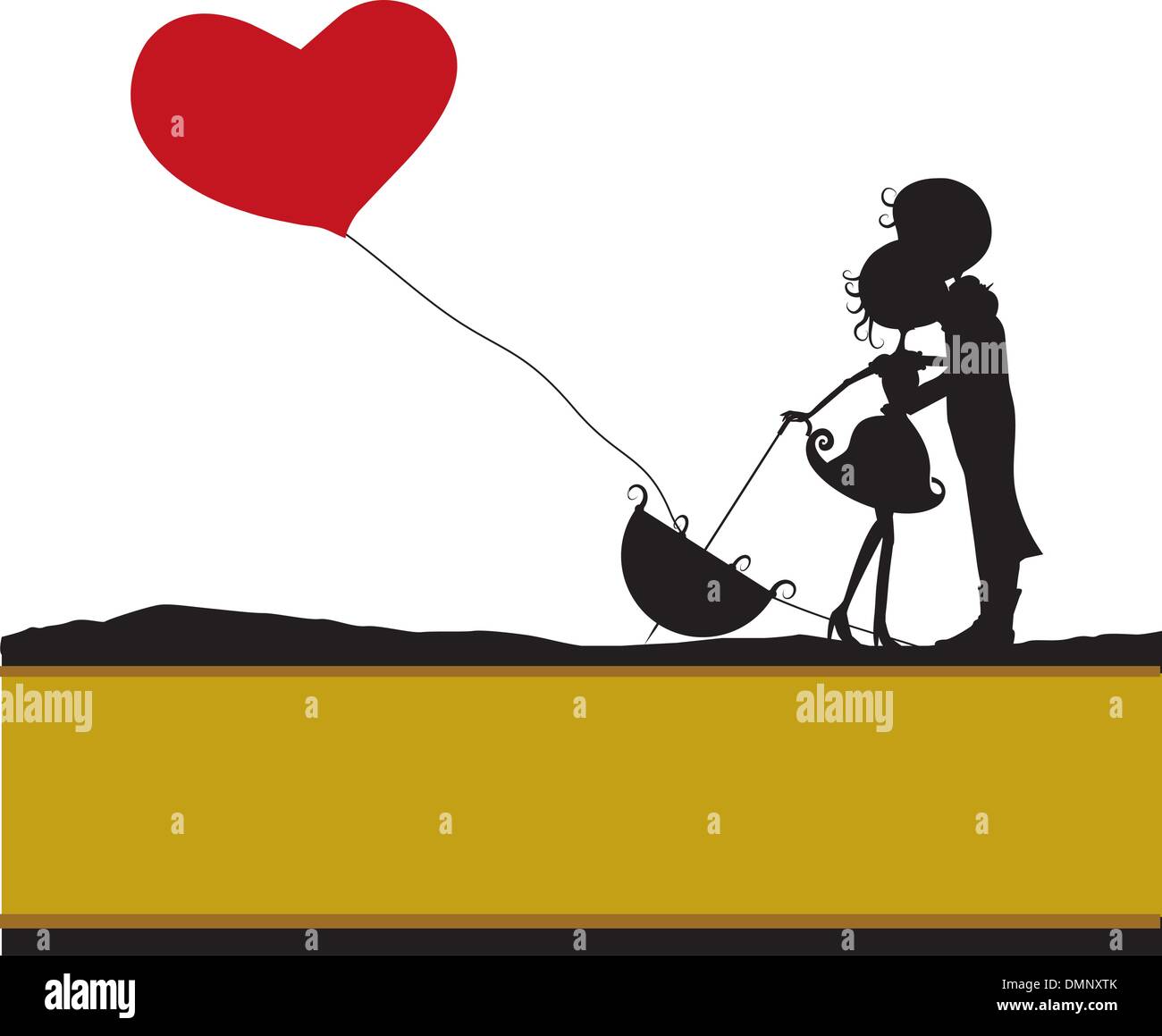 silhouettes couples with heart balloon background Stock Vector Image ...