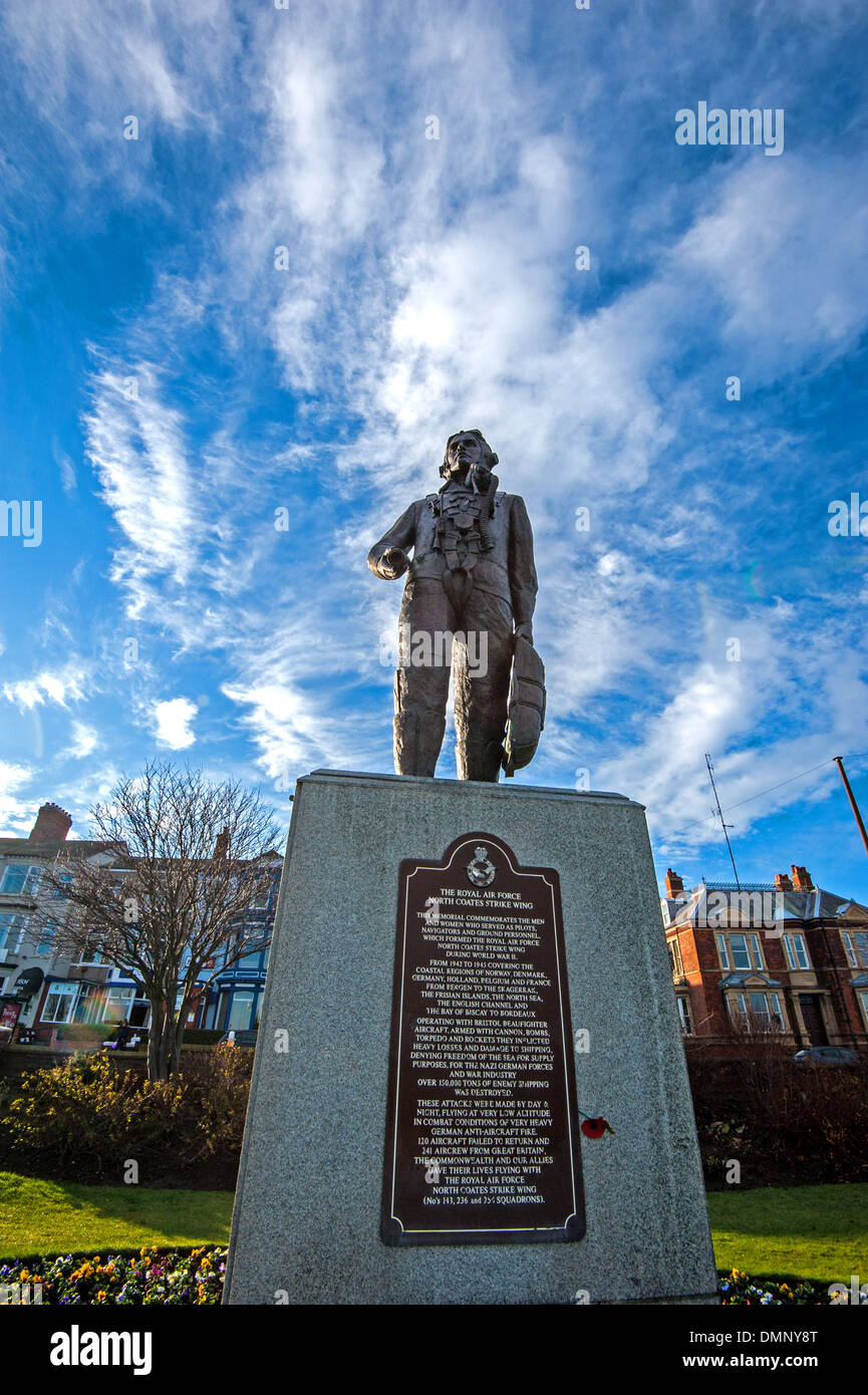 Memorial statue to the Royal Air Force North Coates Strike Wing who operated during World War II Stock Photo