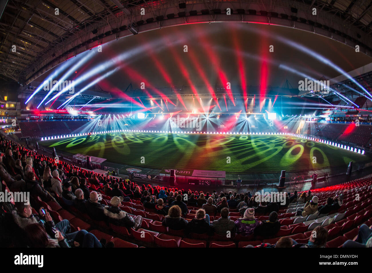 Netherlands, Eindhoven, Light festival called GLOW 2013. Project Clashlight from in the Philips PSV football stadium Stock Photo