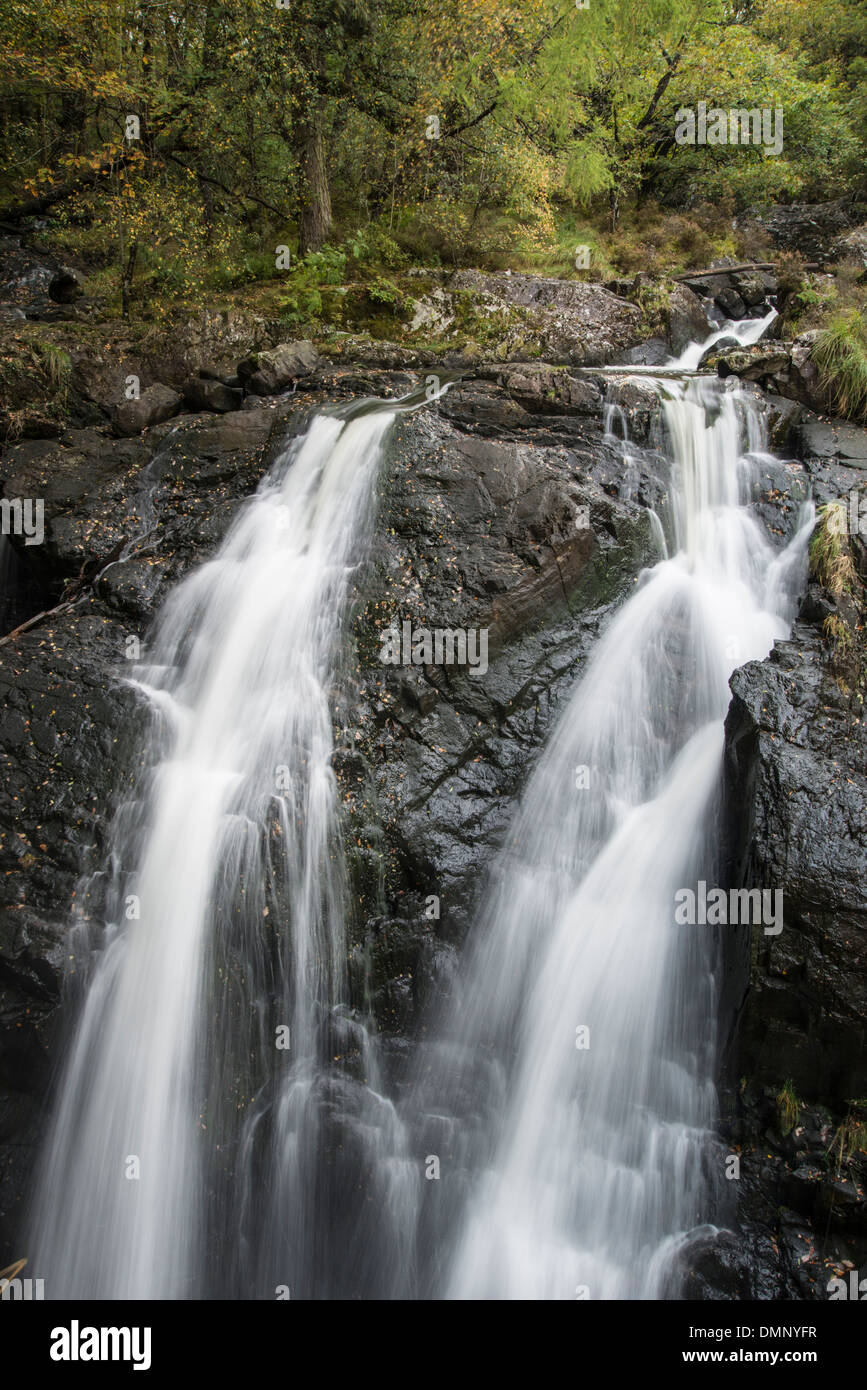 Waterfall, Coed Ganllwyd, Snowdonia, north Wales. Stock Photo