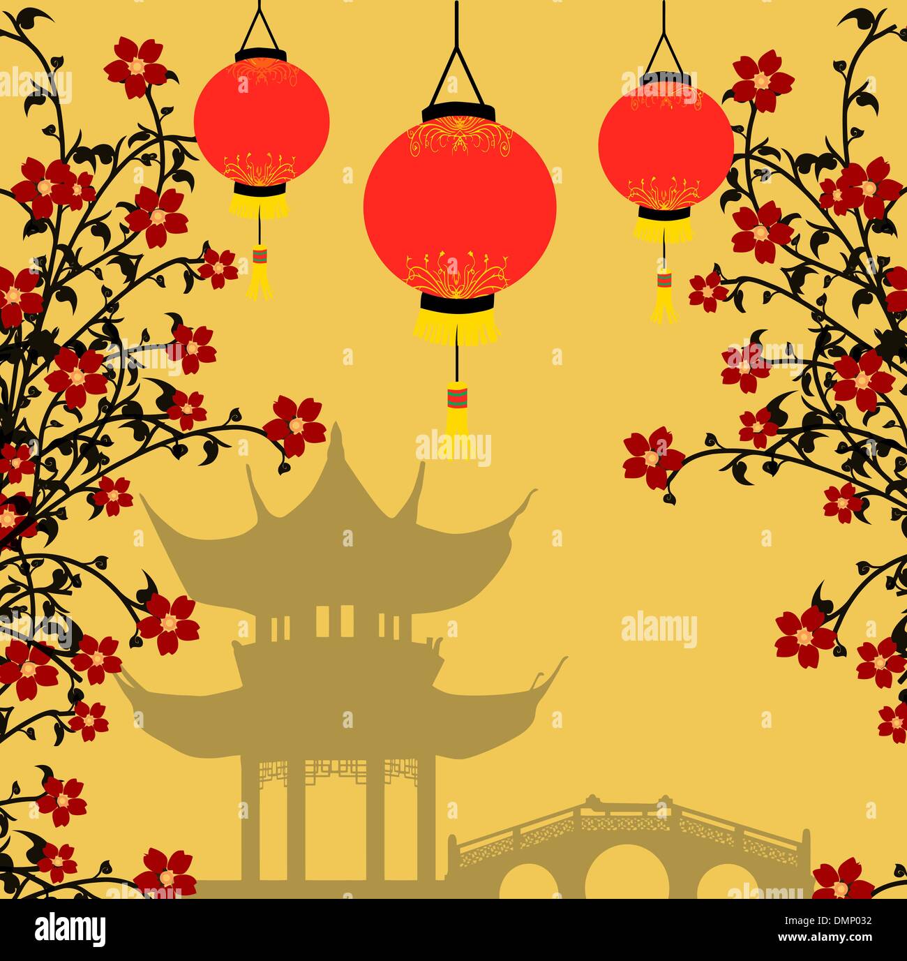 Asian style background, vector illustration Stock Vector