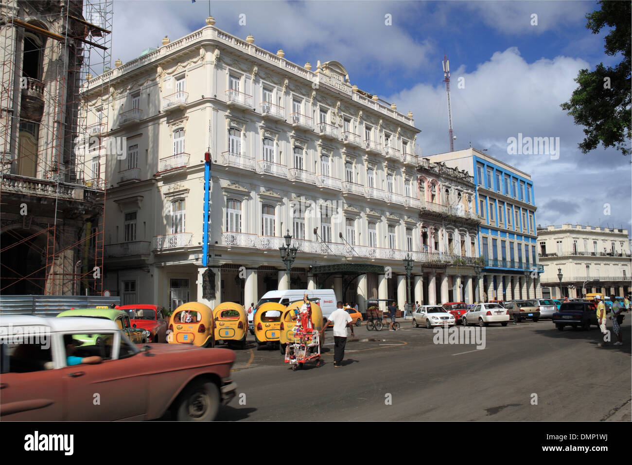 Hotel Inglaterra, Paseo de Martí (aka Paseo del Prado), Old Havana (La Habana Vieja), Cuba, Caribbean Sea, Central America Stock Photo