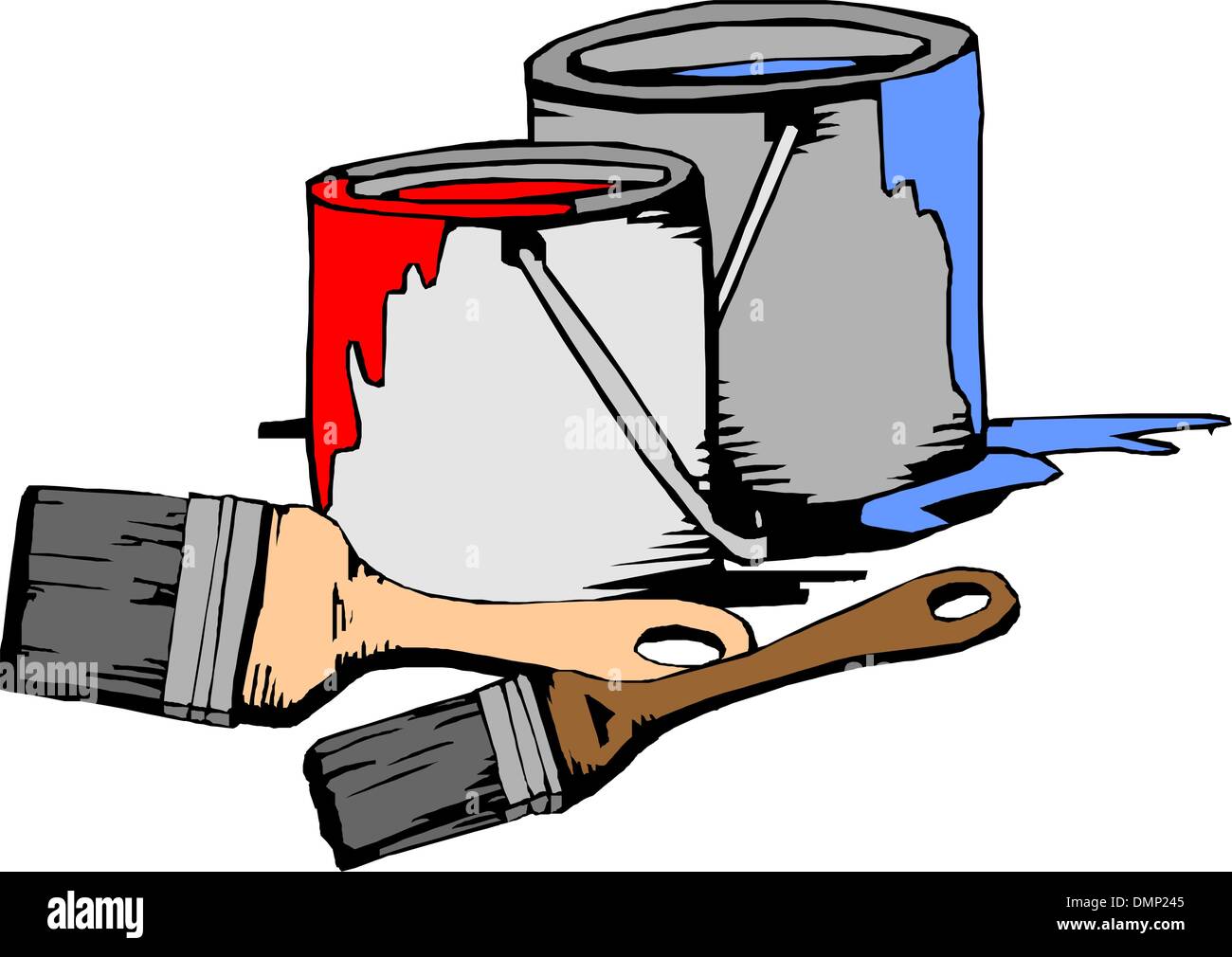Tin with paint and brushes Stock Vector Image & Art Alamy