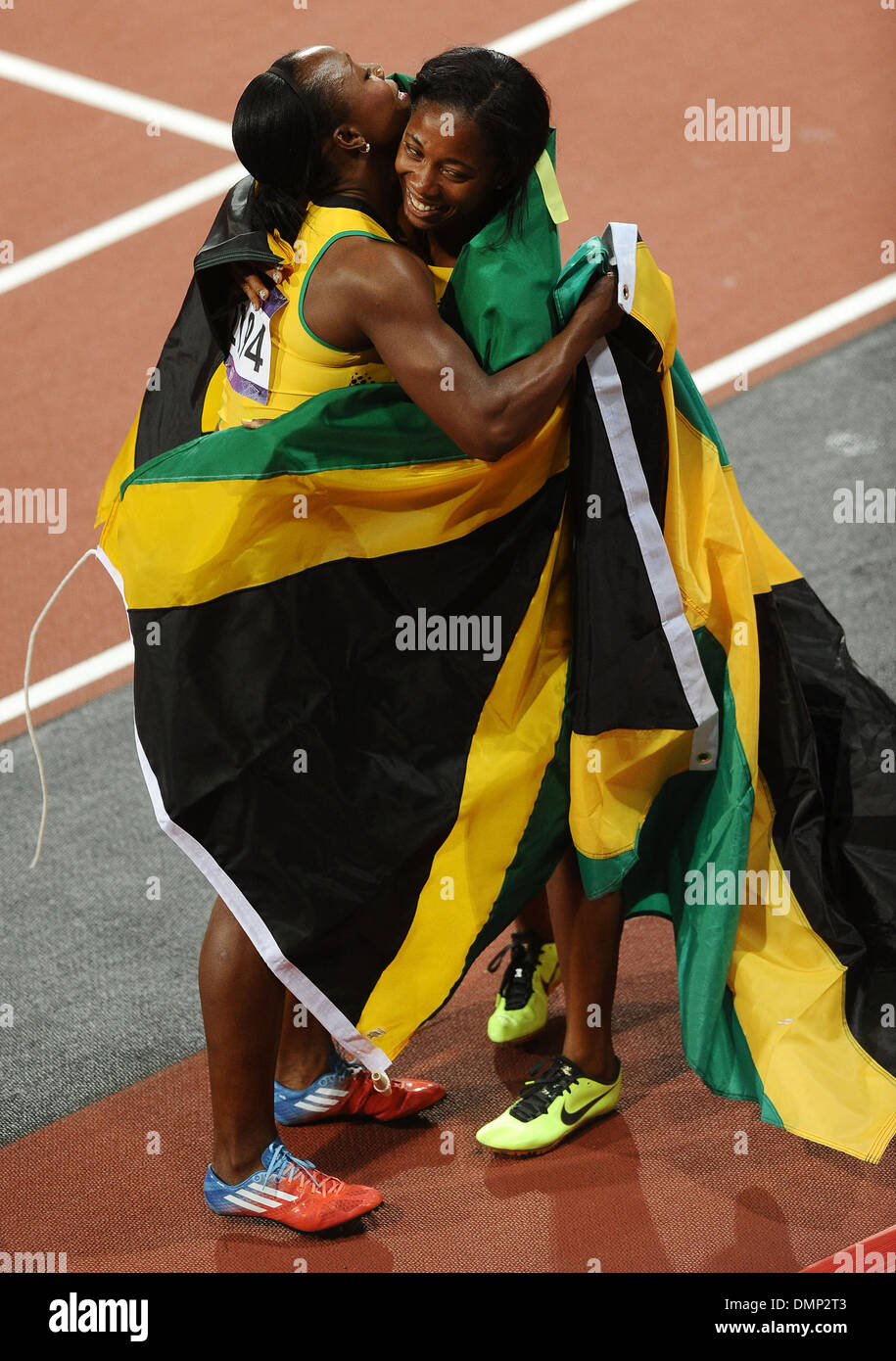 Shelly Ann Fraser Pryce Of Jamaica Celebrates Winning Gold In Womens