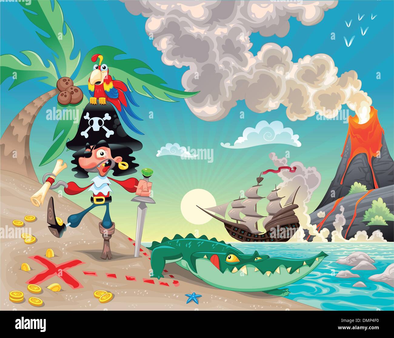 Pirate galleon at sea Stock Vector Images Alamy