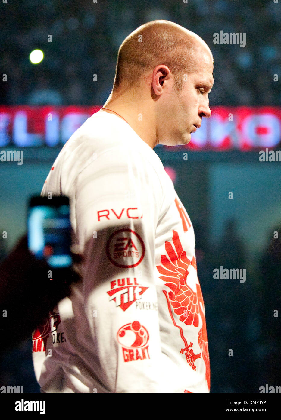 Nov. 12, 2009 - Hoffman Estates, Illinois, U.S - 07 November 2009:  A very concentrated Fedor Emelianenko makes his way down the entrance ramp before his fight at the Sears Centre in Hoffman Estates, IL., agianst Brett Rogers. (Credit Image: © Louis Brems/Southcreek Global/ZUMApress.com) Stock Photo