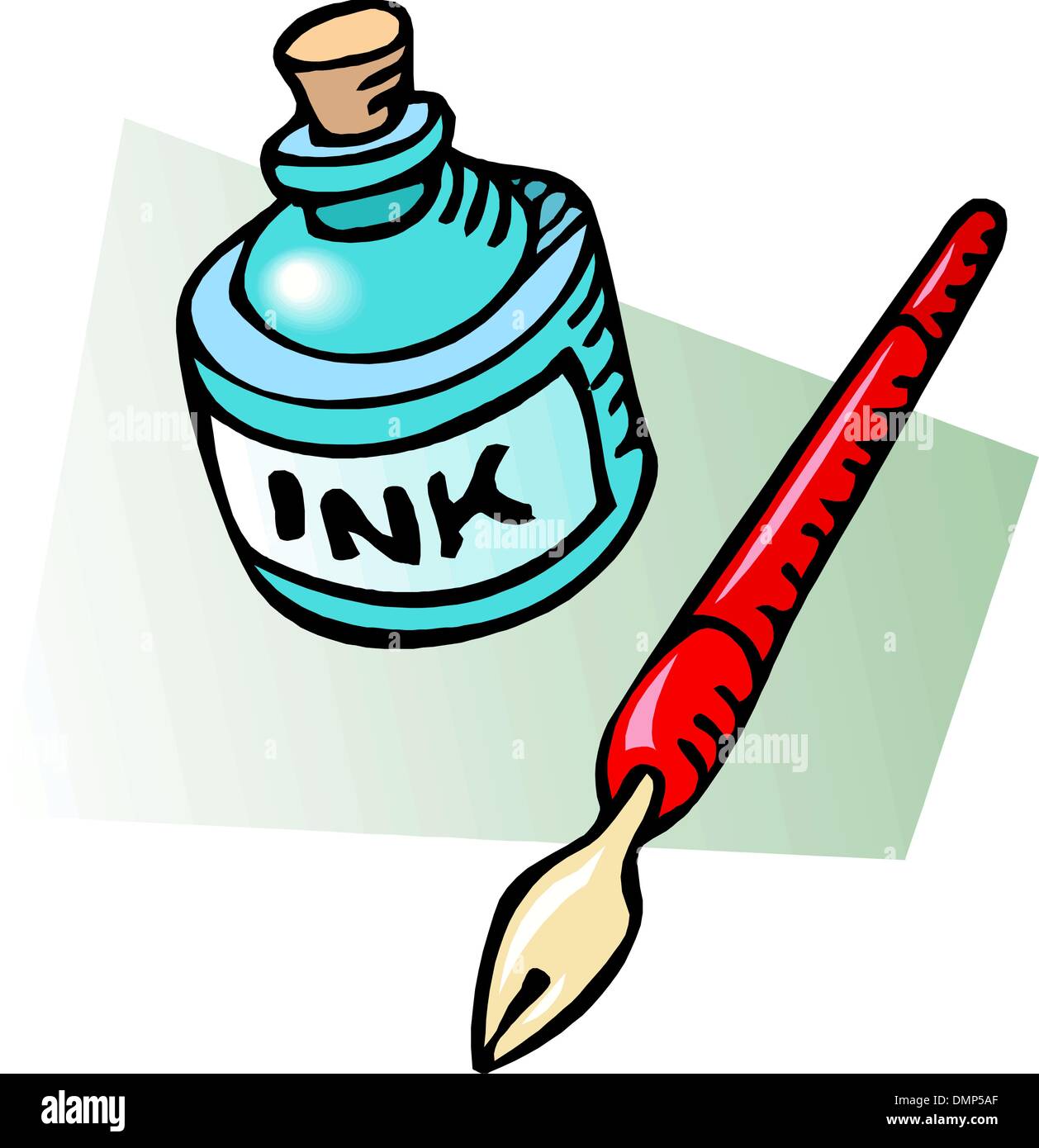 Bottle of black ink & feather pen Stock Vector Image & Art Alamy