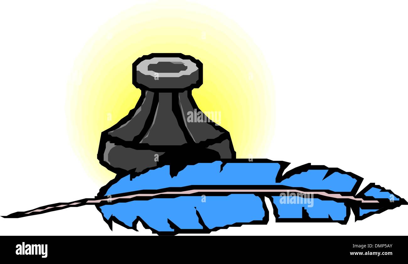 Bottle of black ink & feather Stock Vector Image & Art Alamy