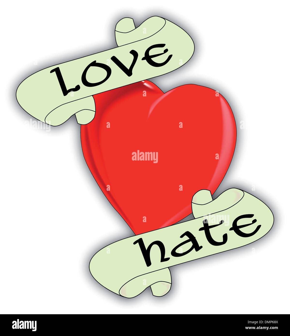 Love Hate Heart Tattoo Stock Vector