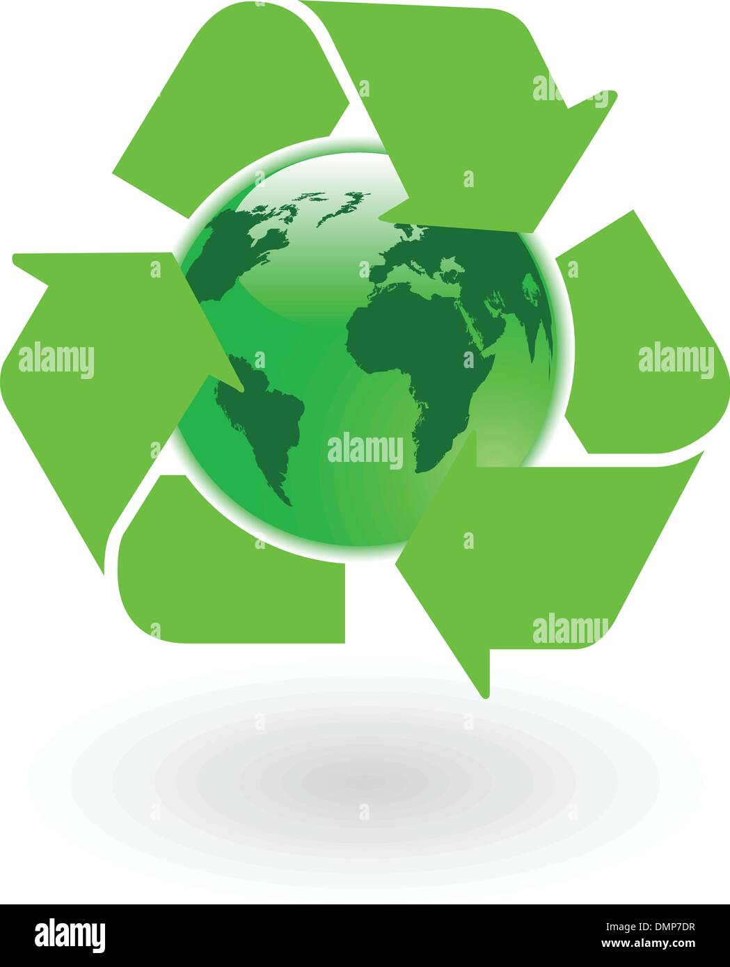 the vector green world globe with recycling symbol Stock Vector Image