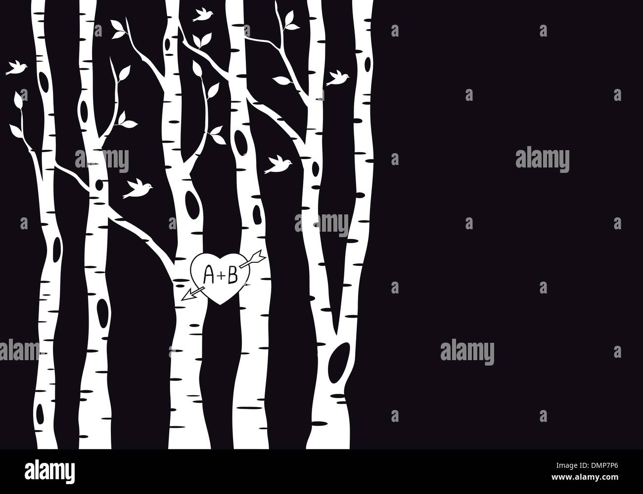 wedding invitation with birch trees, vector Stock Vector Image & Art - Alamy