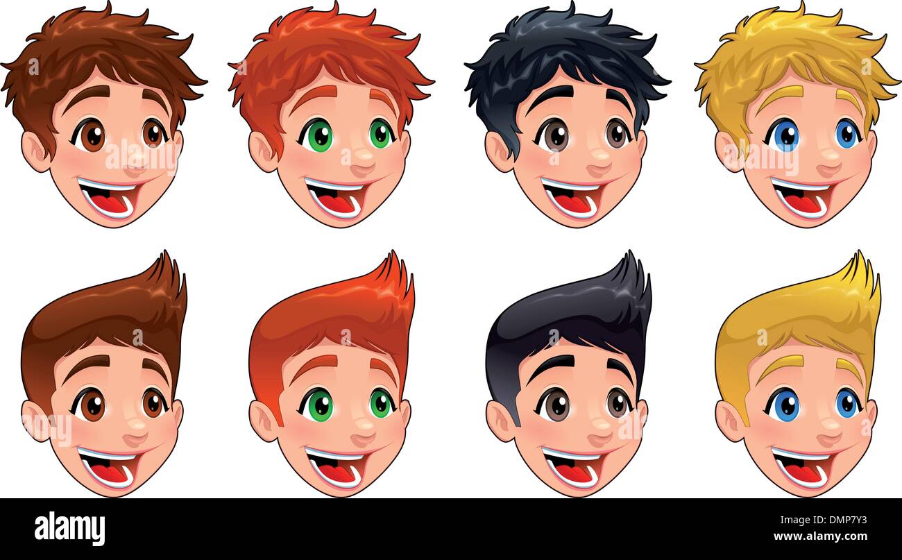 Faces of boys. Stock Vector