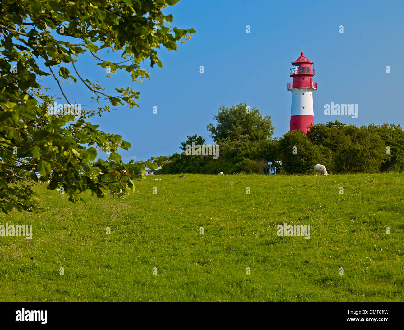 Falshöft Lighthouse, Peninsula Geltinger Birk, Schleswig-Flensburg District, Schleswig-Holstein, Germany Stock Photo