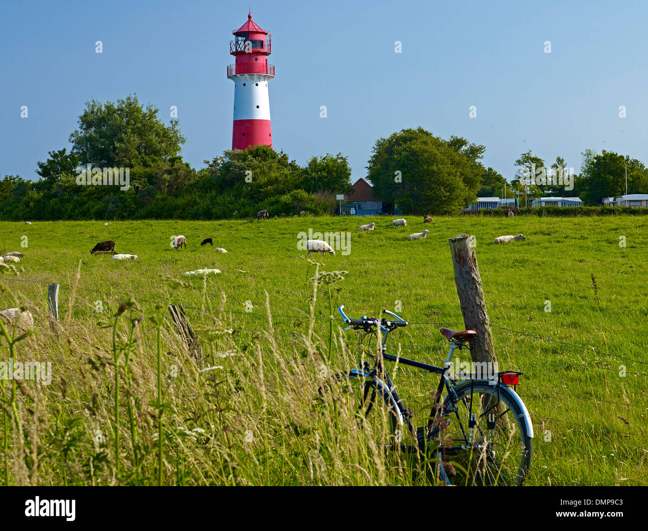 Falshöft Lighthouse, Peninsula Geltinger Birk, Schleswig-Flensburg District, Schleswig-Holstein, Germany Stock Photo