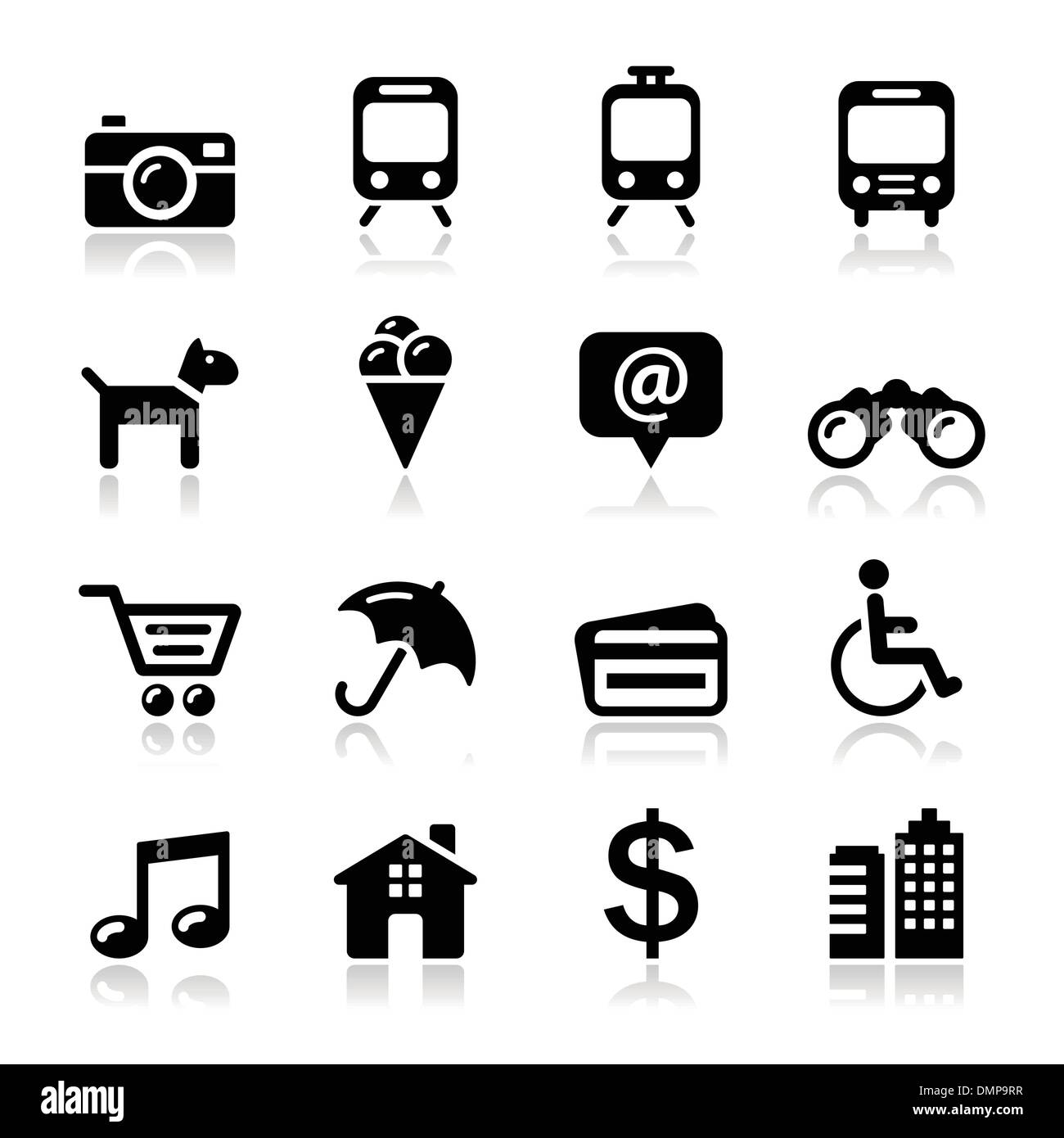 Travel tourism and transport icons set - vector Stock Vector