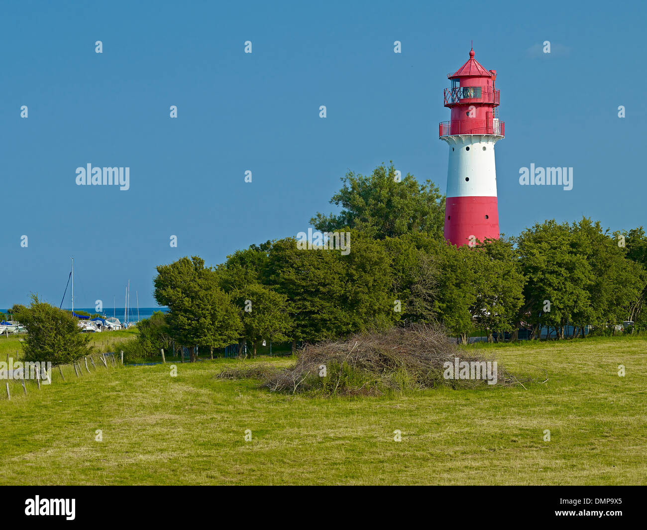 Falshöft Lighthouse, Peninsula Geltinger Birk, Schleswig-Flensburg District, Schleswig-Holstein, Germany Stock Photo
