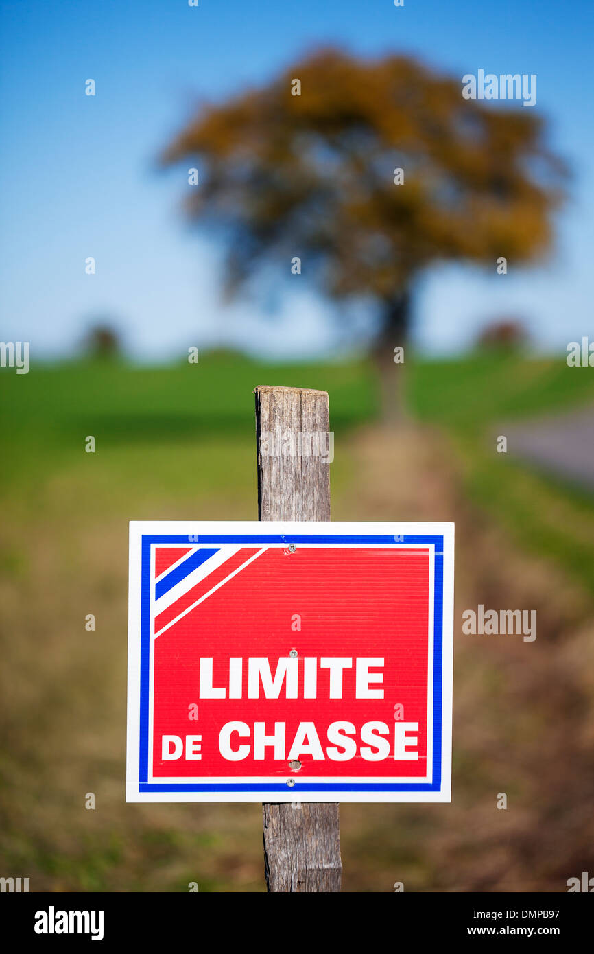 View of no Hunting sign in France Stock Photo