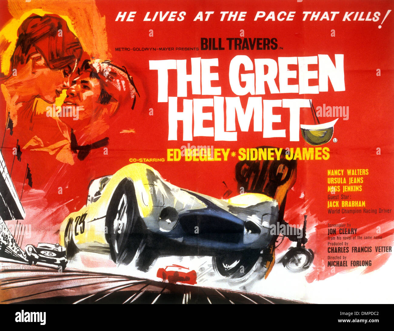 THE GREEN HELMET Poster for 1961 MGM film with Bill Travers Stock Photo