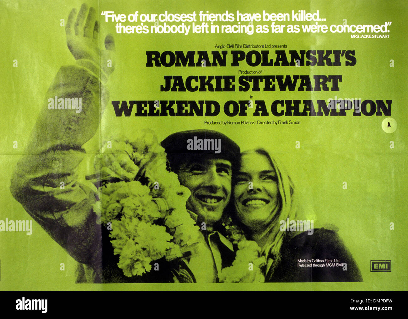 WEEKEND OF A CHAMPION Poster for 1972 Anglo-EMI film co-directed by Roman  Polanski with Jackie and Helen Stewart Stock Photo - Alamy