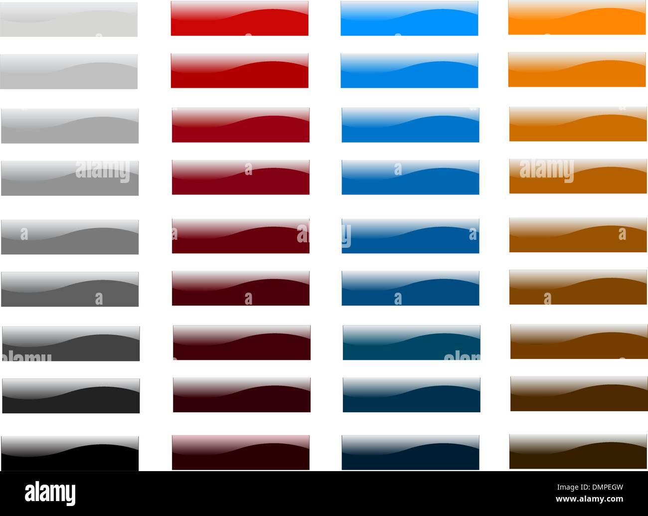 Collection of glossy buttons (color range) Stock Vector