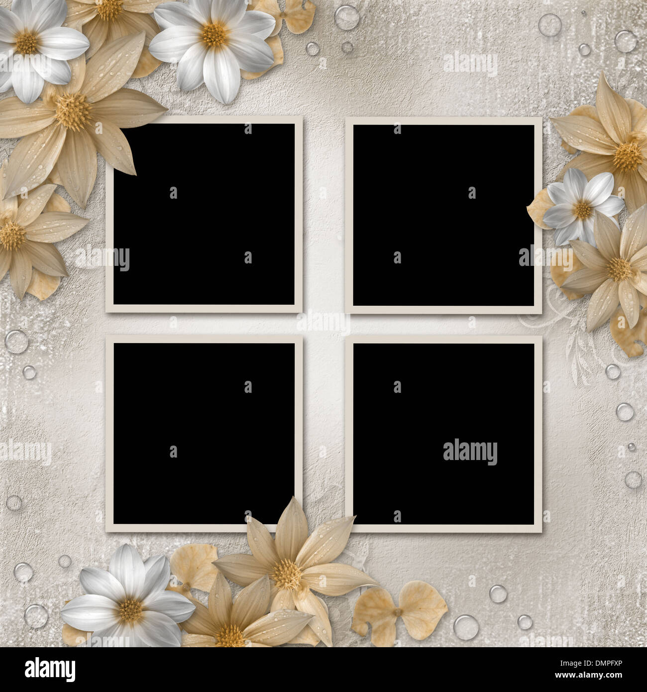Summer background with flowers and frames Stock Photo - Alamy