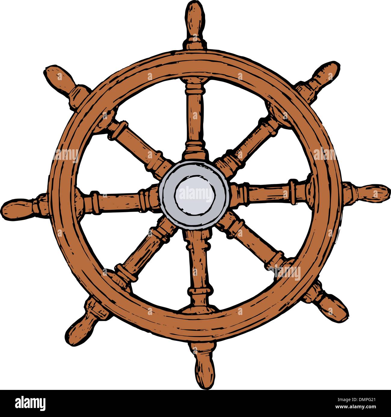 ship steering wheel Stock Vector