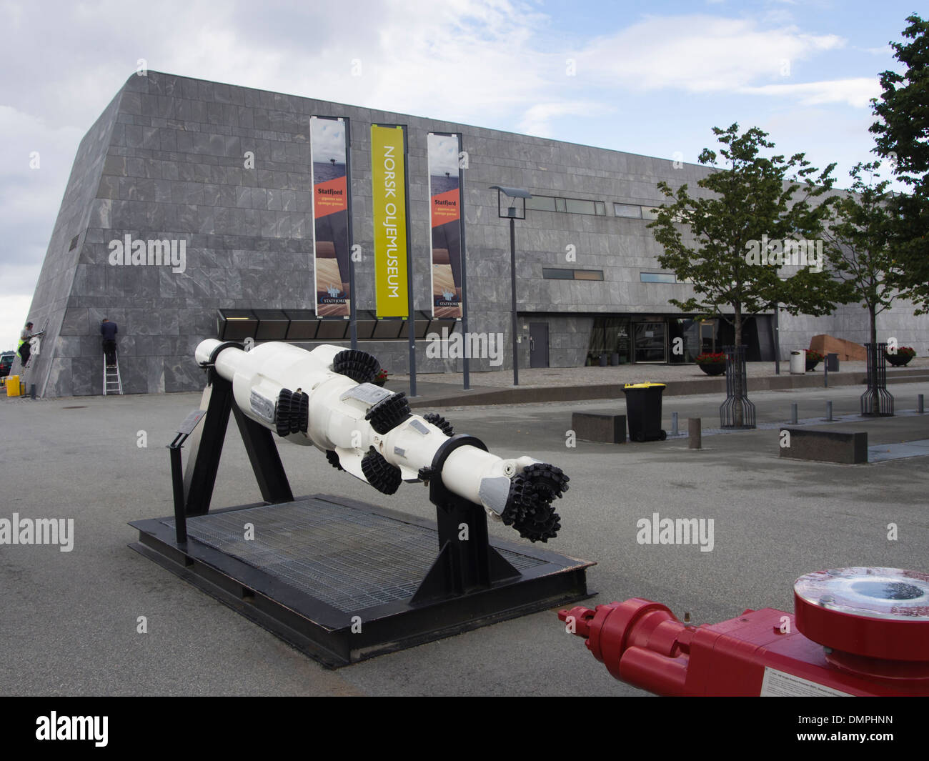 Stavanger Norway, Norwegian Oil Museum, drilling equipment on display outside the entrance Stock Photo