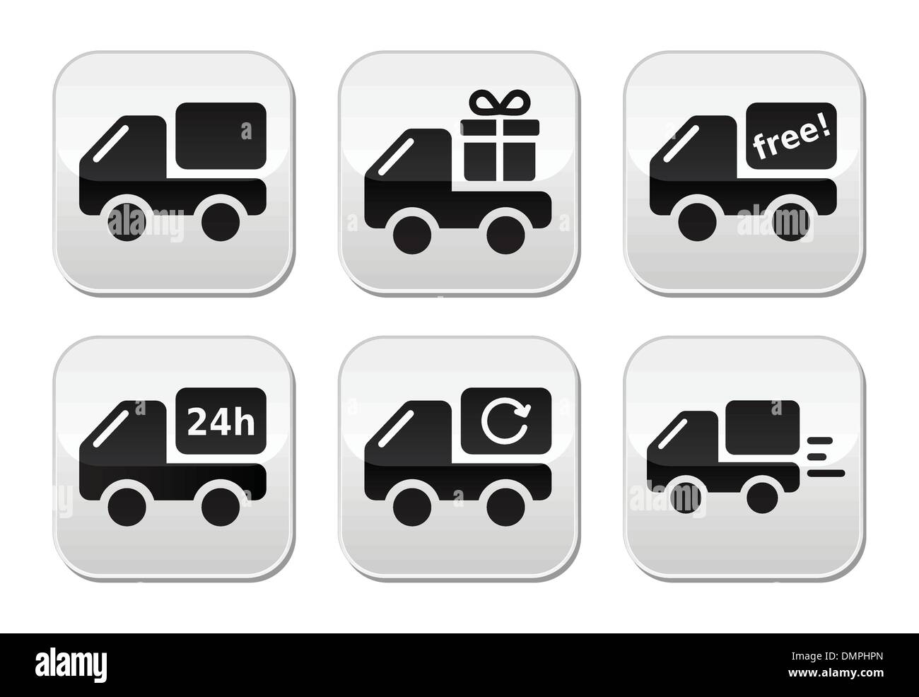 Delivery car, shipping vector buttons set Stock Vector