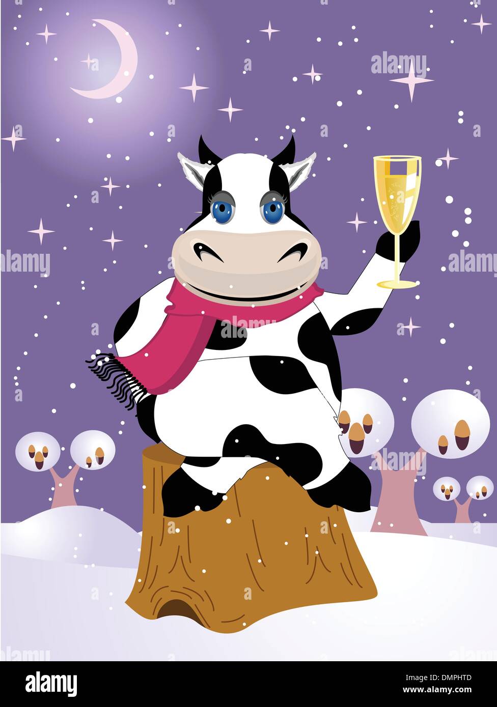 Christmas Cow Vector Stock Vector Image Art Alamy