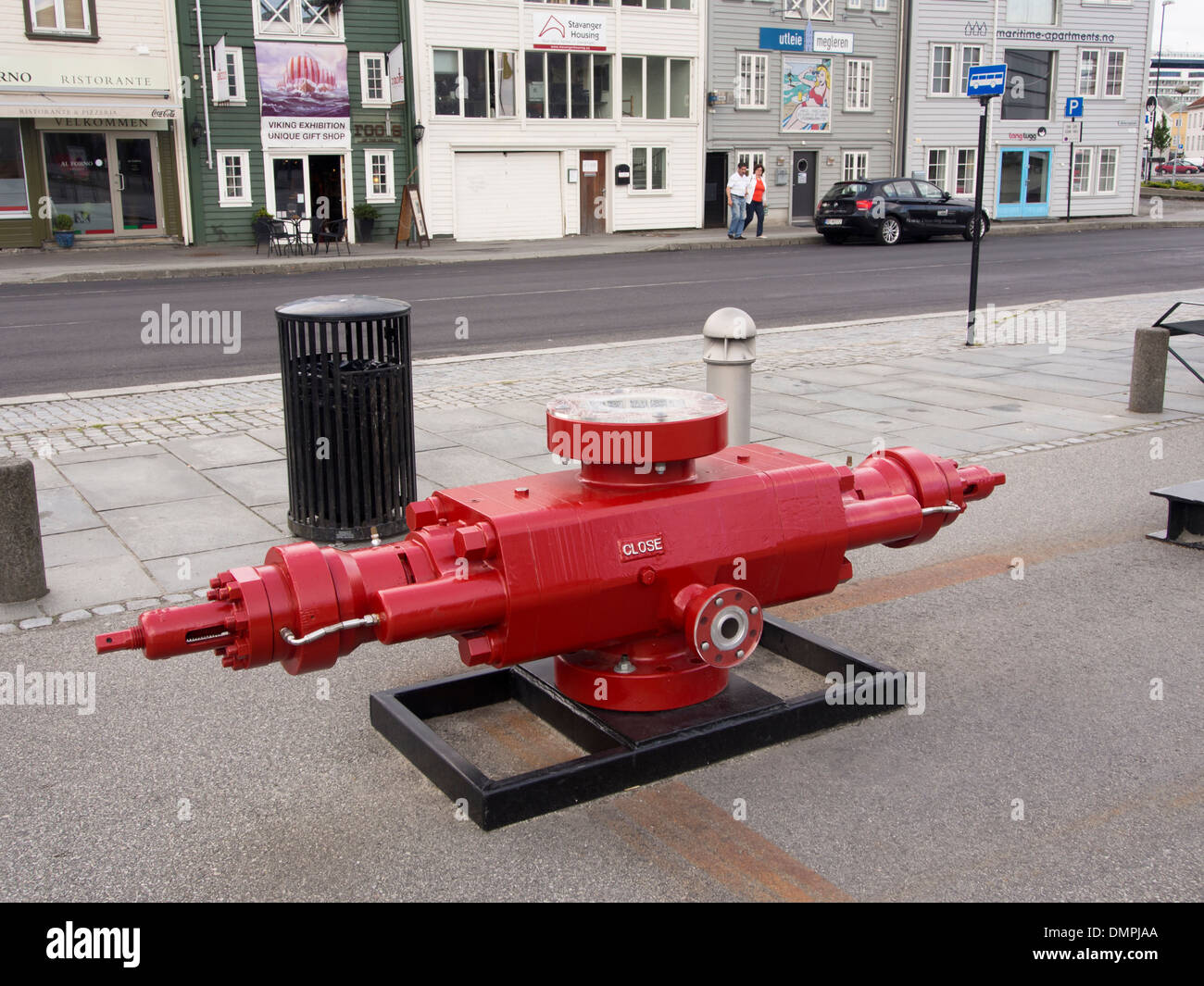 Stavanger Norway, Norwegian Oil Museum, drilling equipment on display outside the entrance Stock Photo