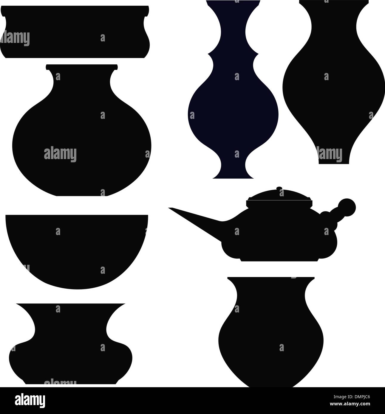 Set of black silhouettes pots Stock Vector Image & Art - Alamy