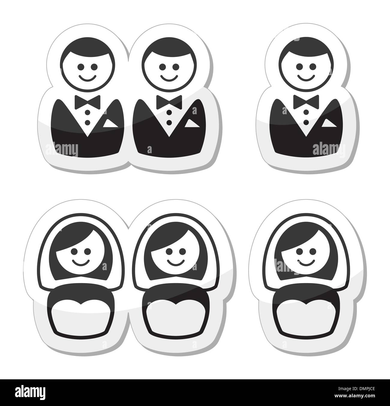 Gay / lesbian marriage  icons set Stock Vector